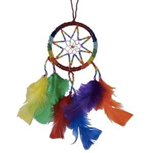 Lesbian and Gay Pride Rainbow Dream Catcher 3 1/4 Inch Beaded Dream Catcher.